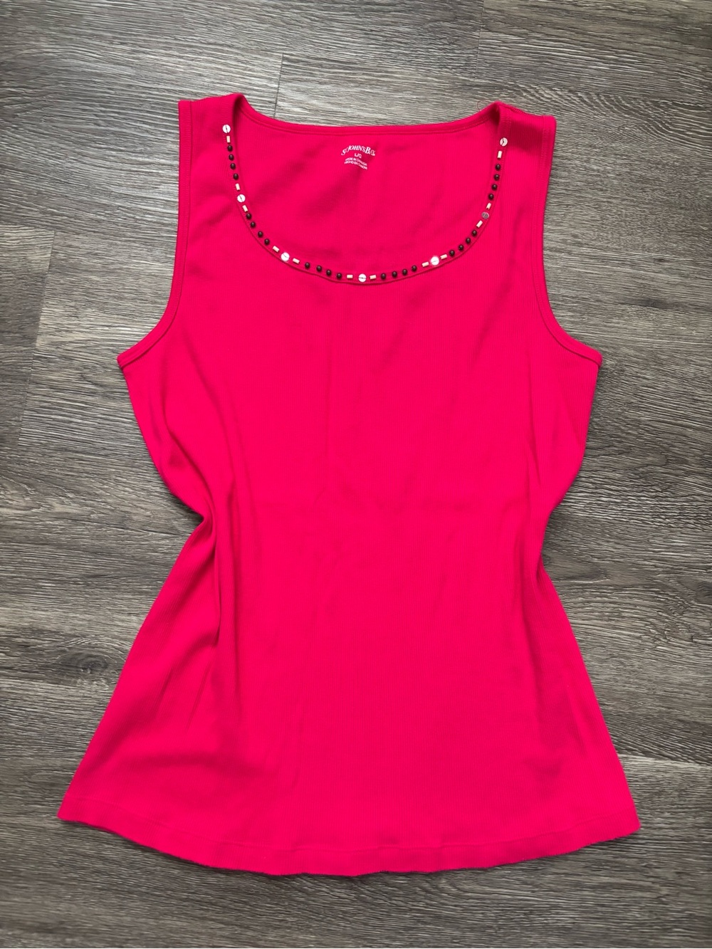 St. John's Bay Hot Pink Sleeveless Tank with Sequin Trim